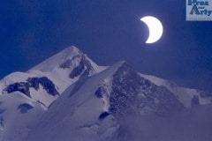Lune sur Mont Blanc vu de Praz Sur Arly