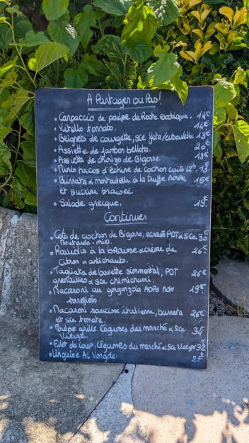 Carte restaurant en bord de mer Marseille
